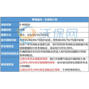 泰康福泽一生年金保险计划