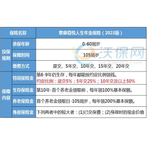 泰康尊悦人生年金保险（2023版）